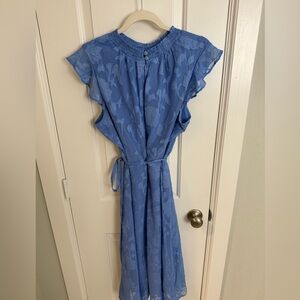 Nina Leonard Periwinkle belted dress